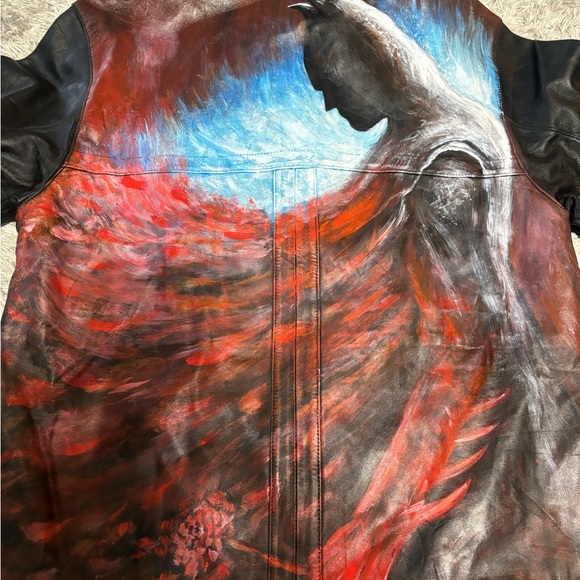 Daniel Hechter hand painted Batman Black Military Field Jacket - Picture 7 of 7